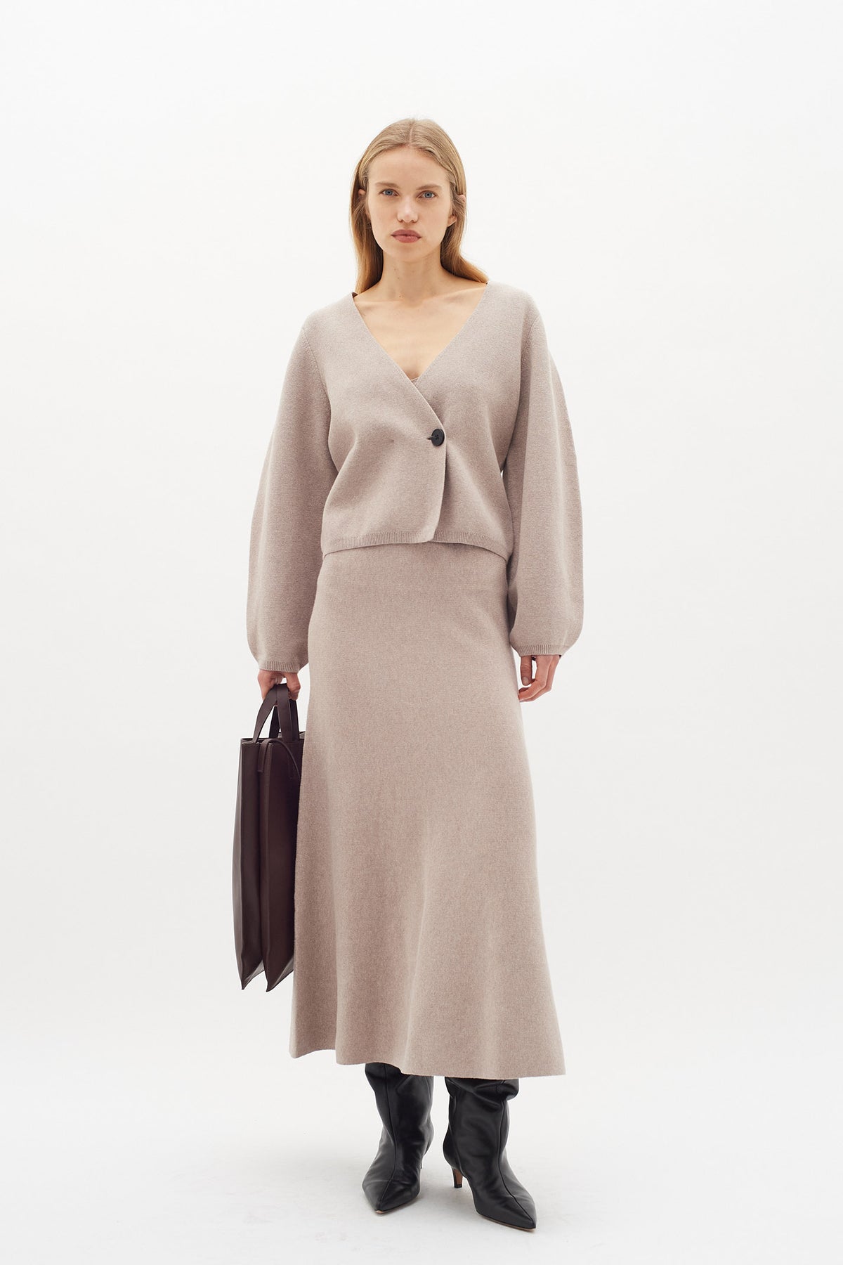 KayllaIW Skirt Sandy Grey Melange - 30109740