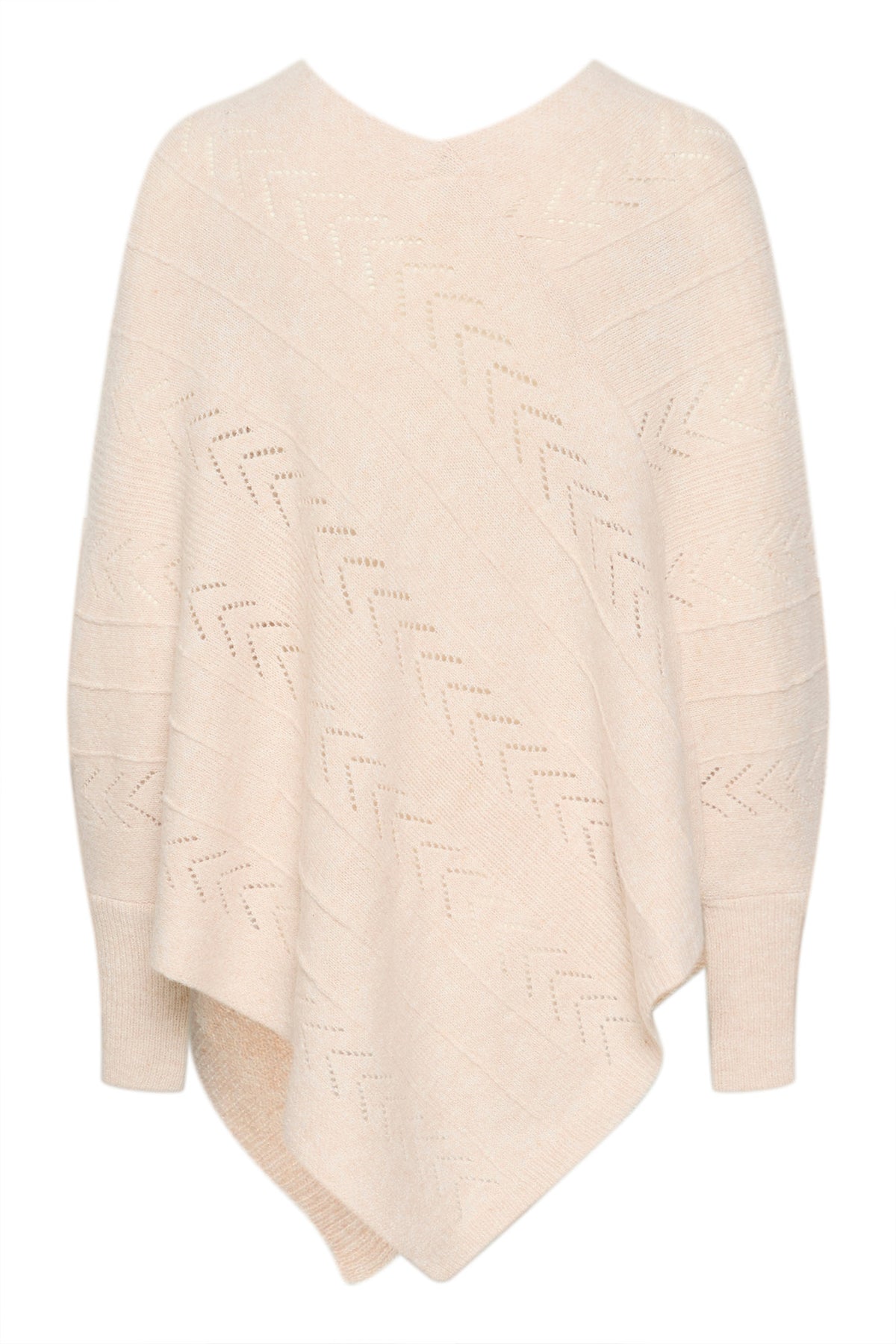 CRHoliday Knit Poncho Oat melange - 10610828