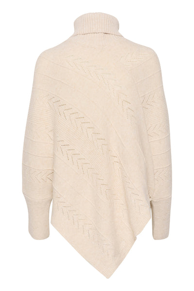 CRHoliday Turtelneck Poncho Oat melange - 10612387 Thumbnail