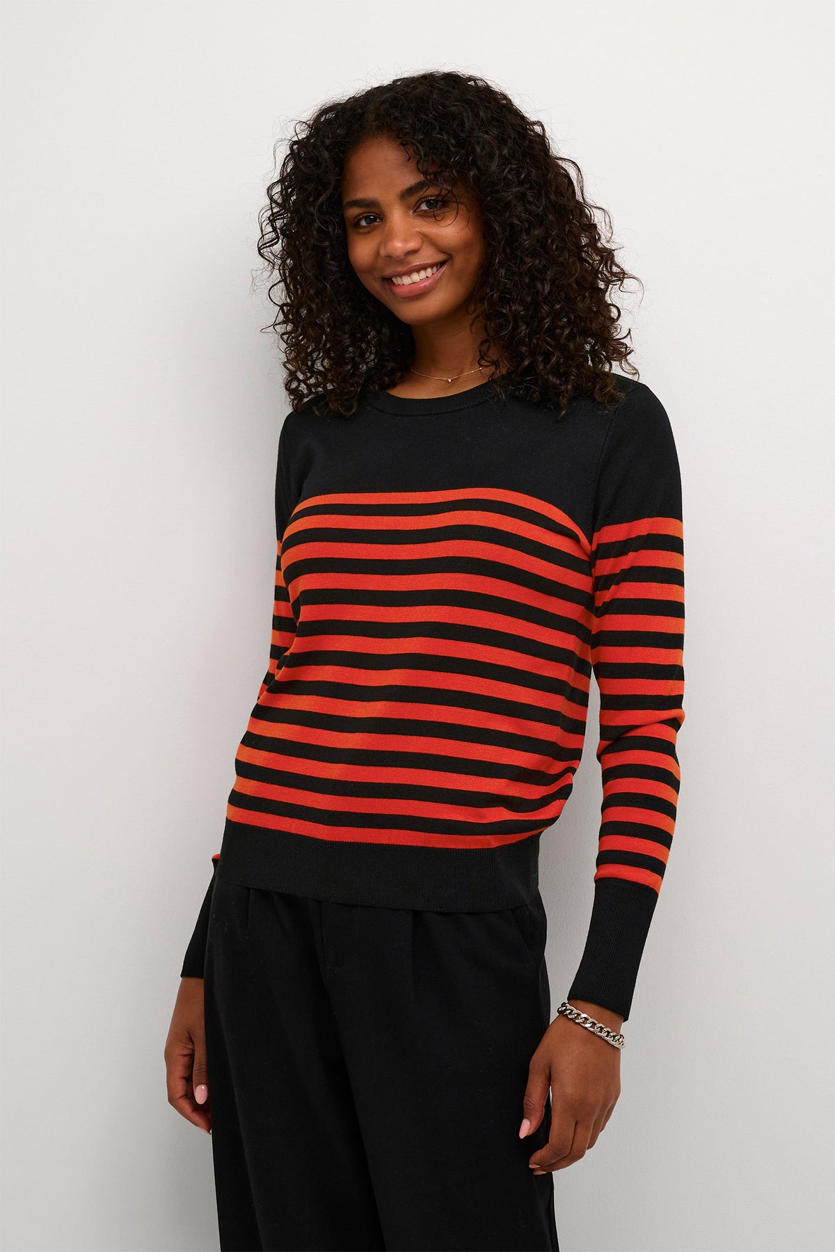 KAlizza Striped Knit Pullover Black / Red Stripe - 10509065