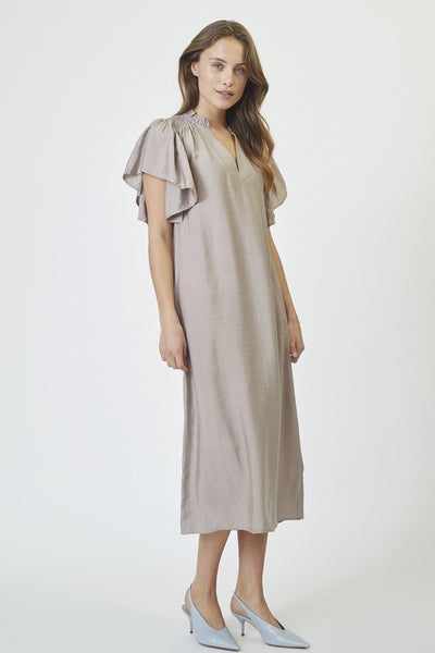 HeraCC SS Frill Dress 154-Walnut - 36421 Thumbnail