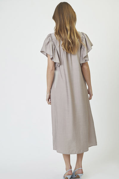 HeraCC SS Frill Dress 154-Walnut - 36421 Thumbnail