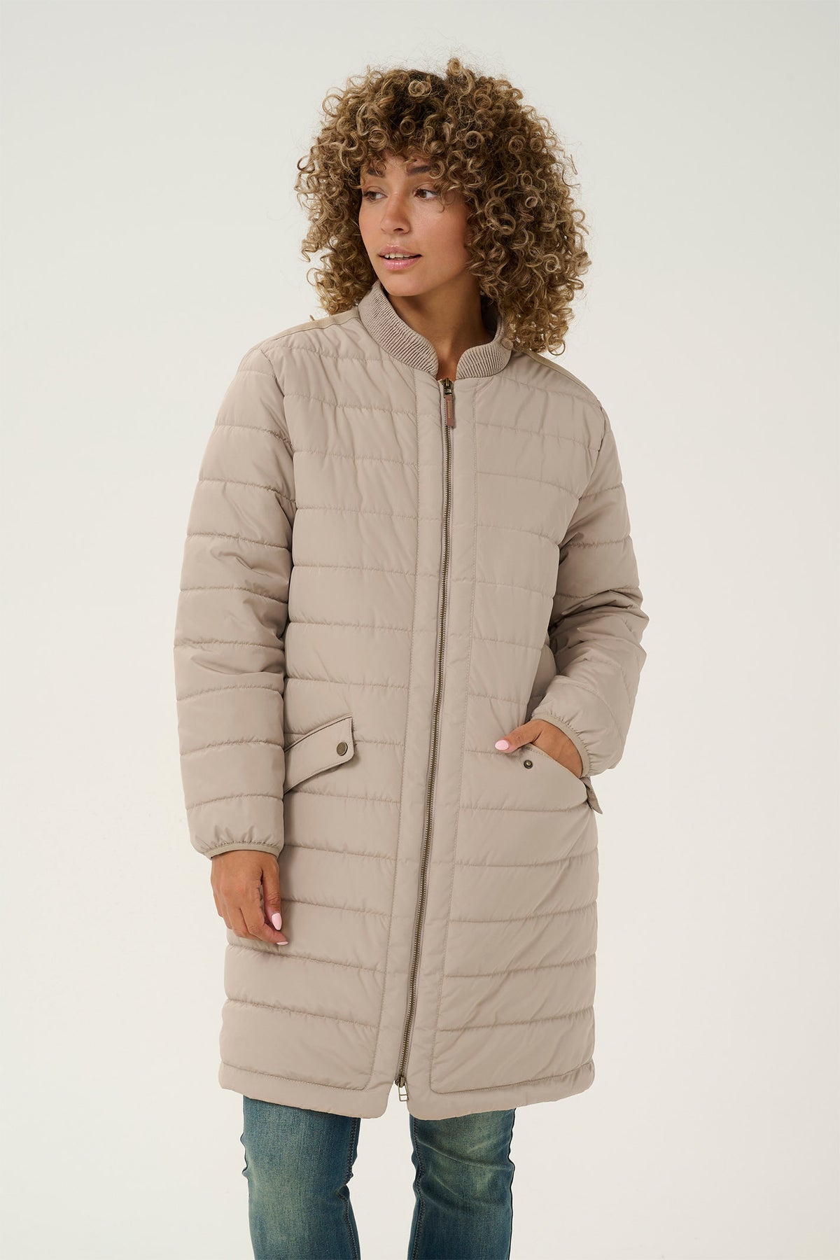 CRArwen Striped Quilt Jacket Silver Mink - 10613432