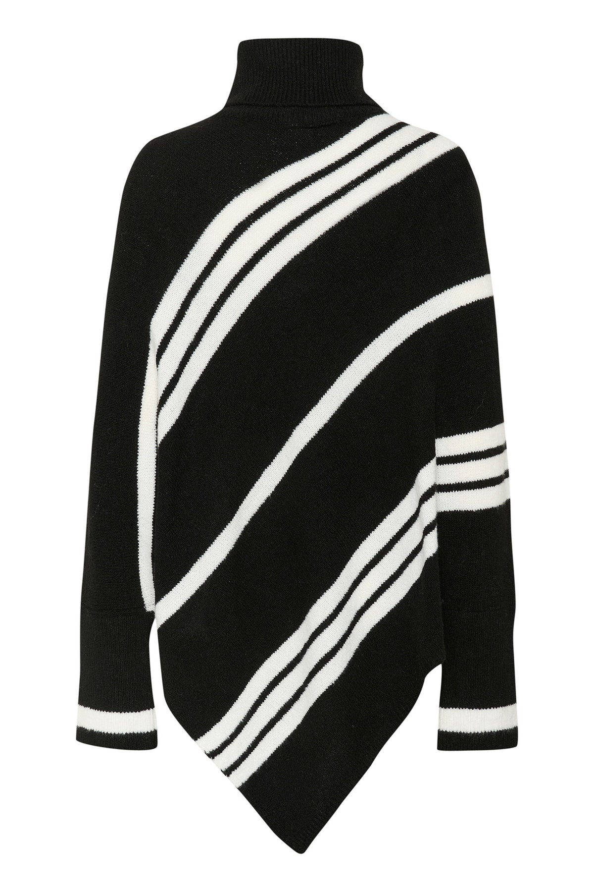 CRKuma Turtelneck Poncho Black Eggnog Stripes - 10613574