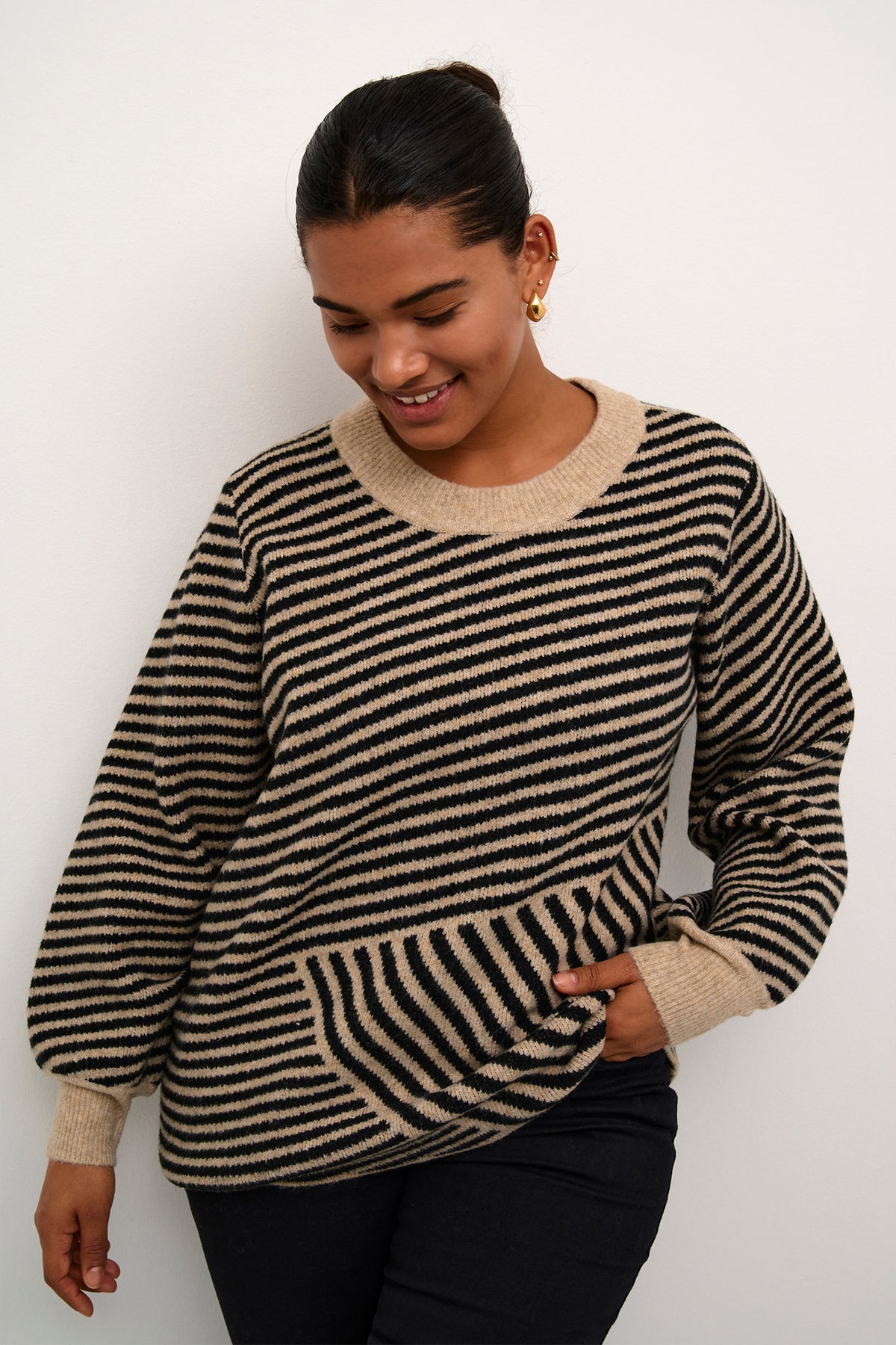 KCverina Knit Pullover Feather Gray Melange / Black - 10582595