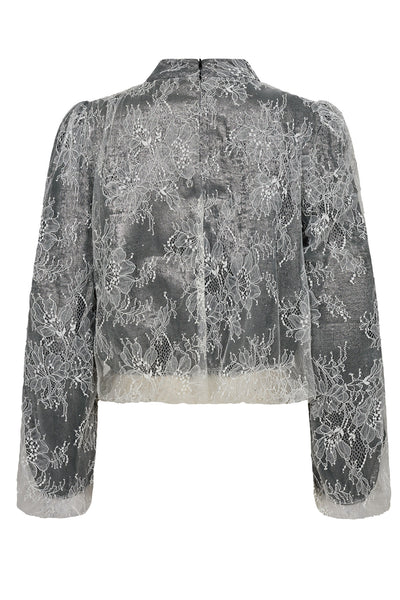 SimiliCC Lace Balloon Blouse 199-Bone - 35636 Thumbnail