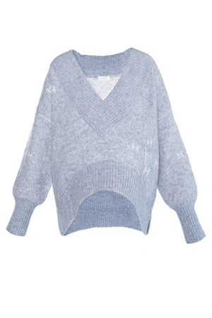 FAM V-neck Sweater 4003 Faded Denim - 2510120191