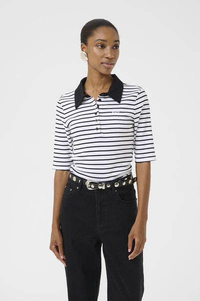 GZdrew polo striped top Bright White / Black striped - 10910729 Thumbnail
