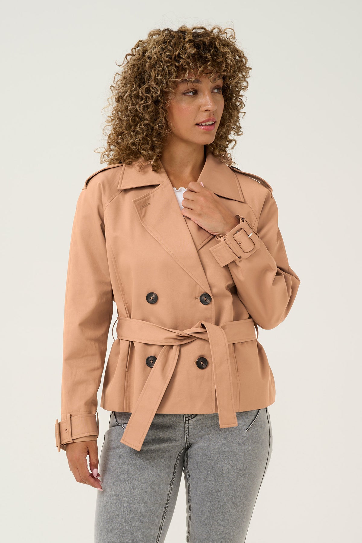 CRRea Crop Trenchcoat Cinnamon Swirl - 10613209
