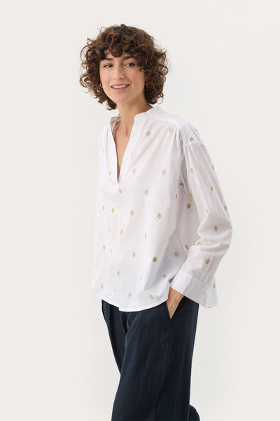 NatalePW BL Bright White Gold Embroidery - 30309450 Thumbnail