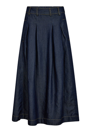 AnyaCC Denim Pleat Skirt 555-Dark denim - 34181