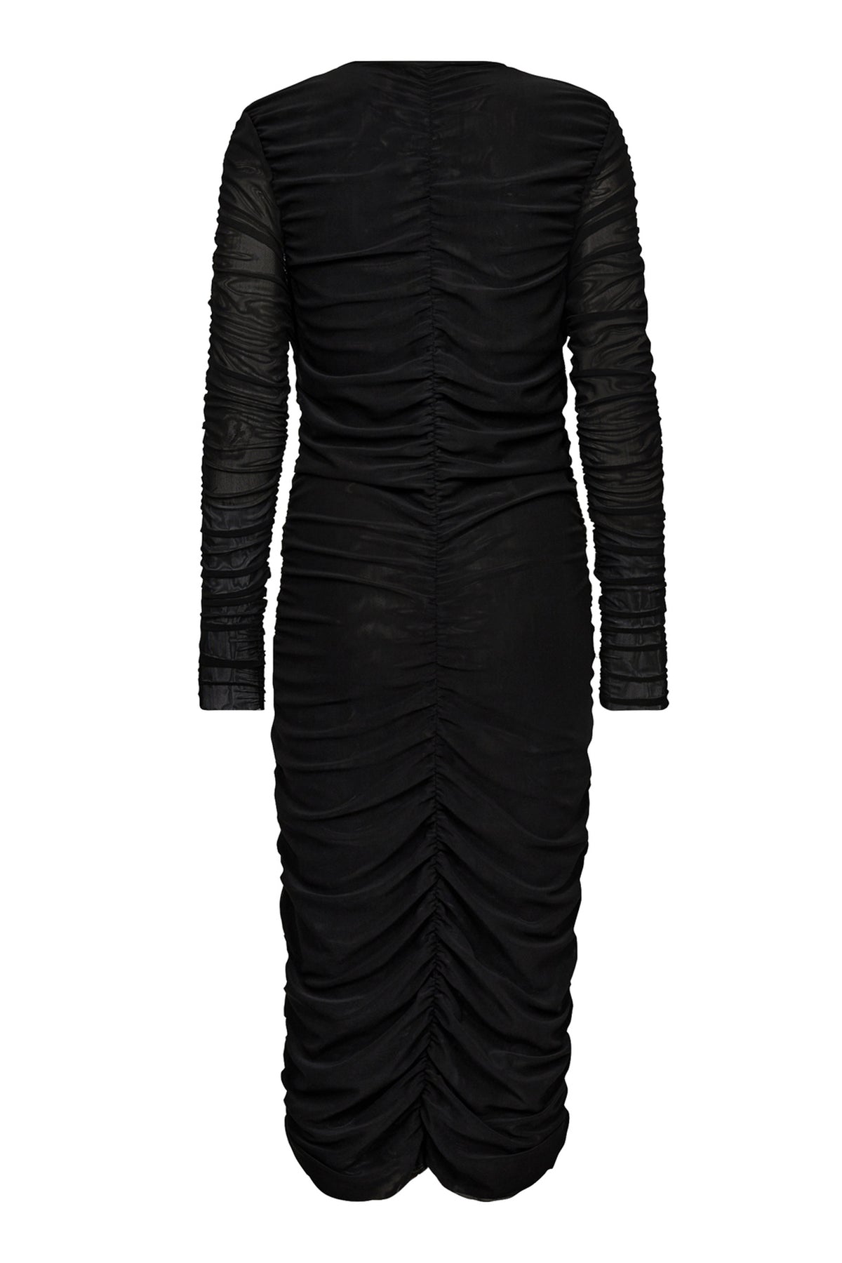 ReaganCC Ruched Mesh Dress 96-Black - 36418