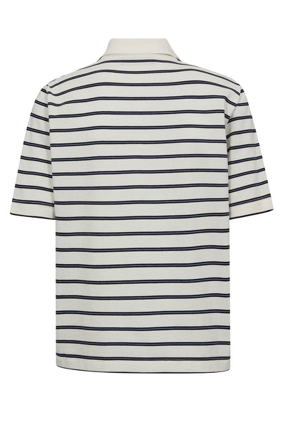 MMMilena SS Stripe Polo Tee Maritime Blue - 172680 Thumbnail