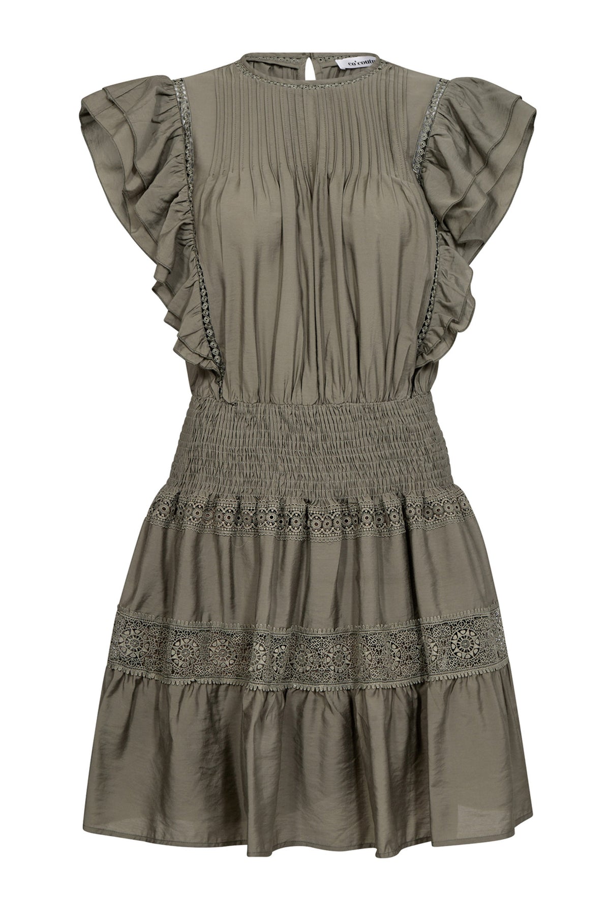 CallumCC Frill Pintuck Dress 7555-Army - 36486
