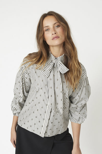 TrixieCC Dot Bow Shirt 138-Light Grey - 35872 Thumbnail