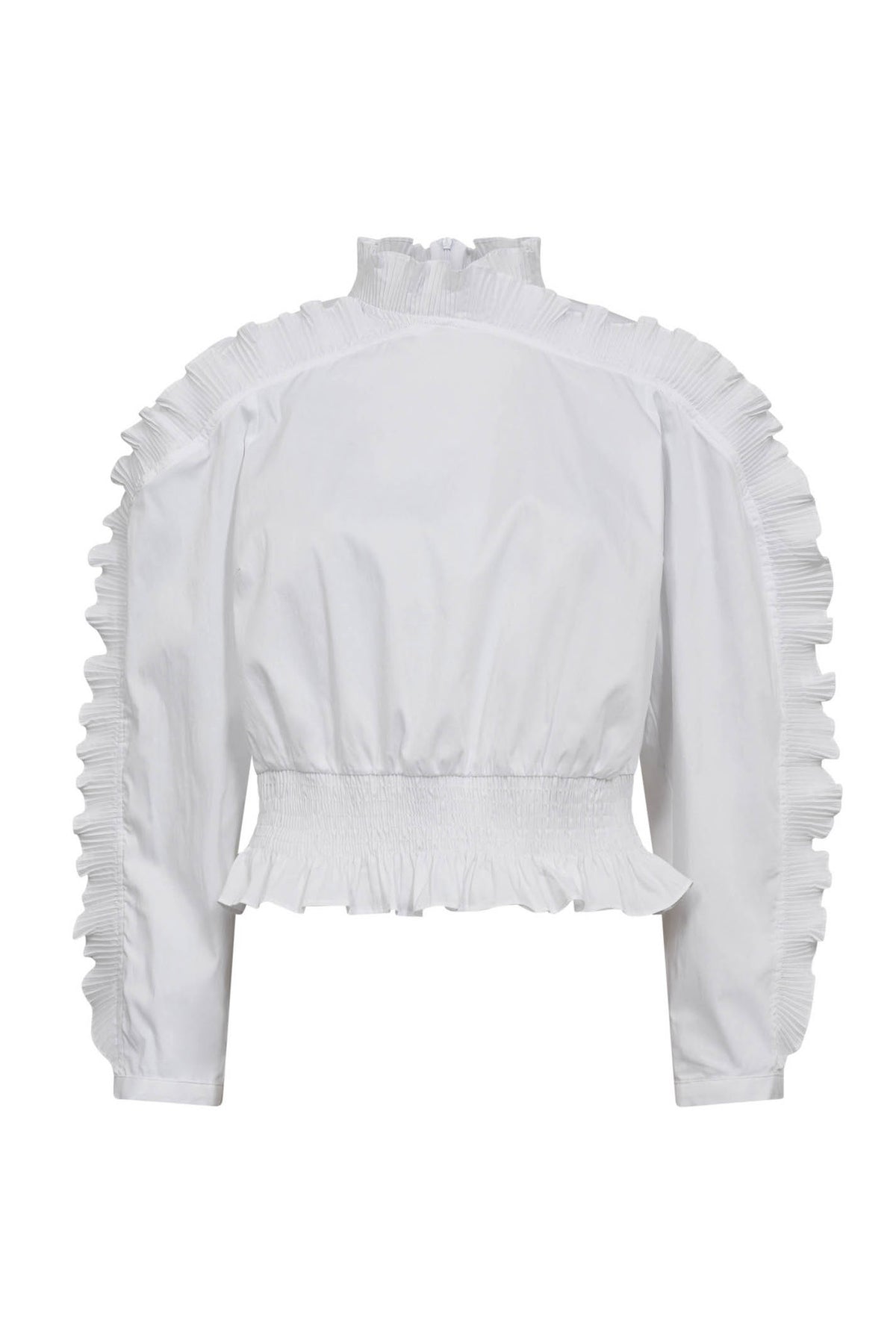SannaCC Ruffle Smock Blouse 4000-White 35895
