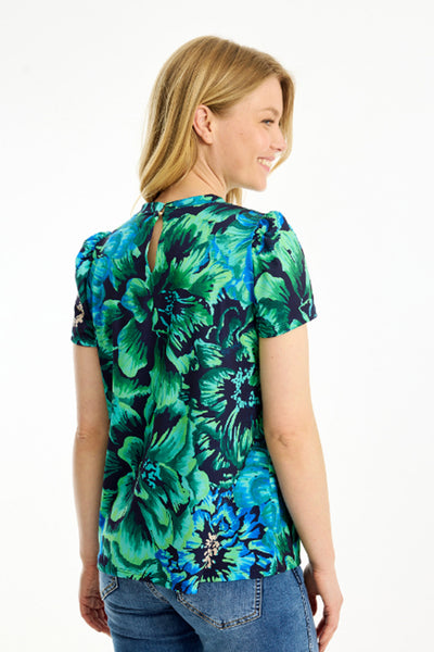 Grazia blouse short sleeves Multi green - 16792 Thumbnail