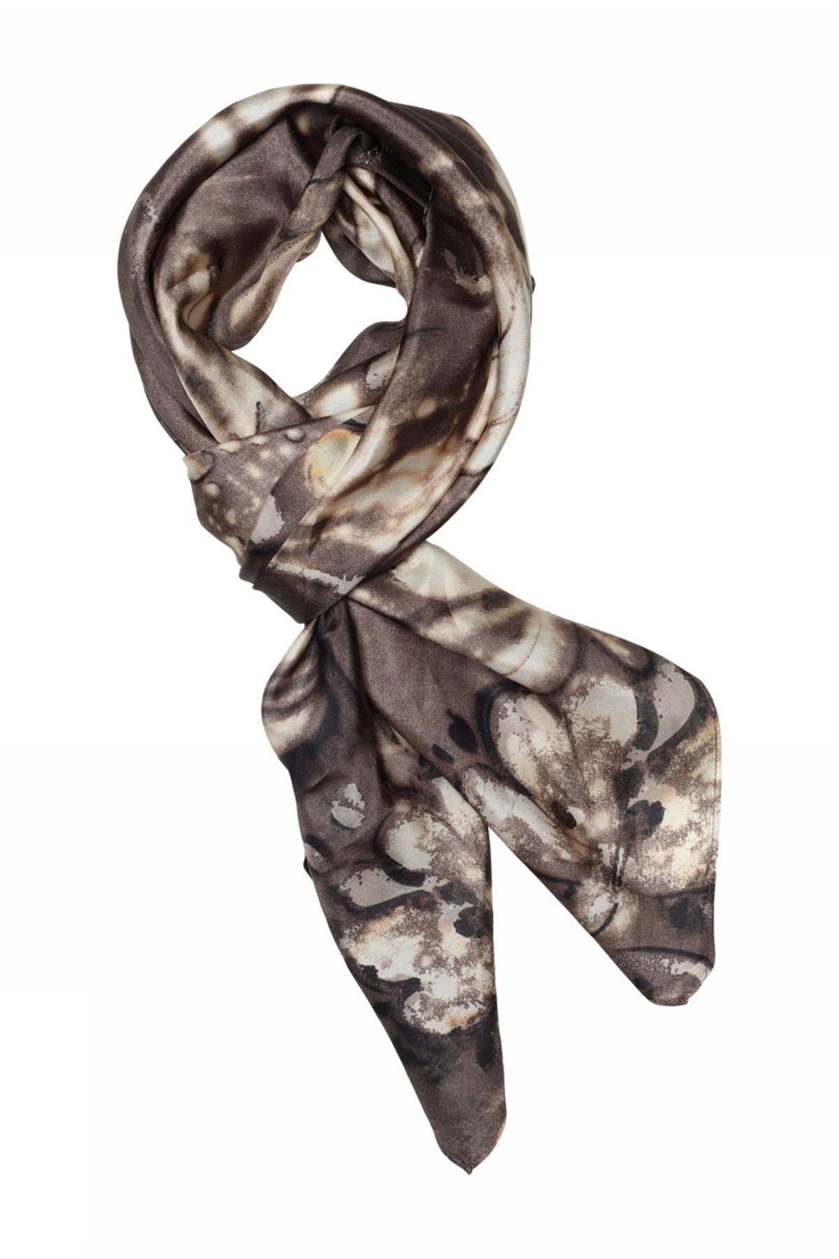 Allis, printed silk scarf 82625-Coffee - 58802/4039