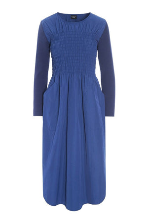 Fukkura poplin kjole med smock Twilight Blue - 256-2380-5306