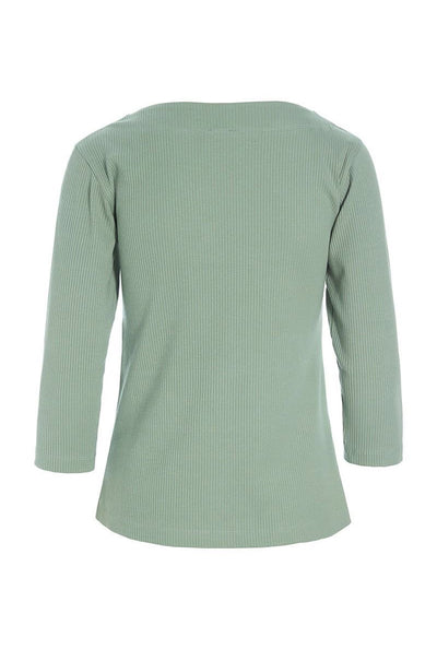 Naibu rib bluse med 3/4 Ã¦rme SAGE GREEN - 256-4079-5085 Thumbnail