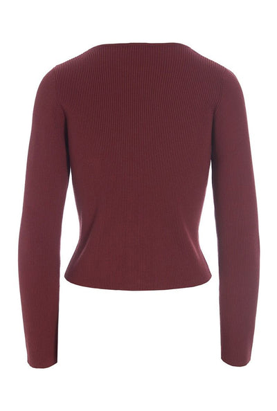 Saku rib bluse Maroon - 256-1073-5351 Thumbnail