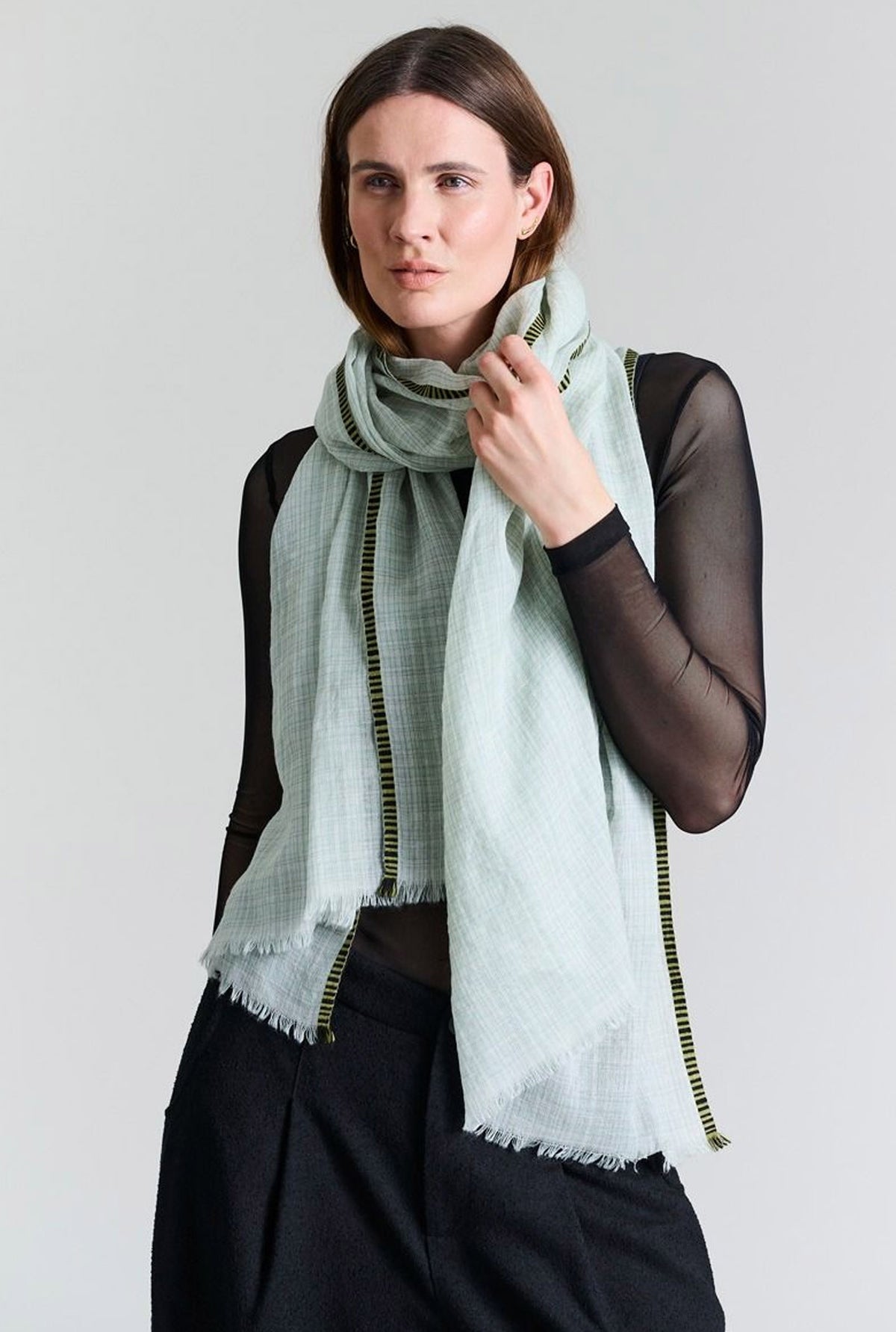 Irregular check tÃ¸rklÃ¦de GREEN JADE/SAGE CHECK - 256-5119-5469