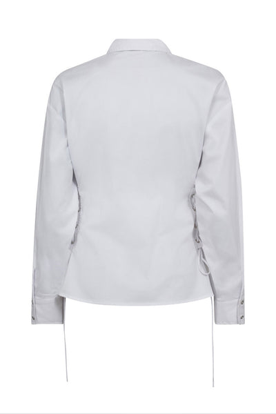 PoppyCC Eyelet Tie Shirt 4000-White - 35180 Thumbnail