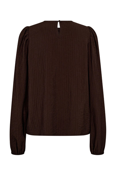 ShinaCC Pintuck Blouse 145-Dark Brown - 35921 Thumbnail