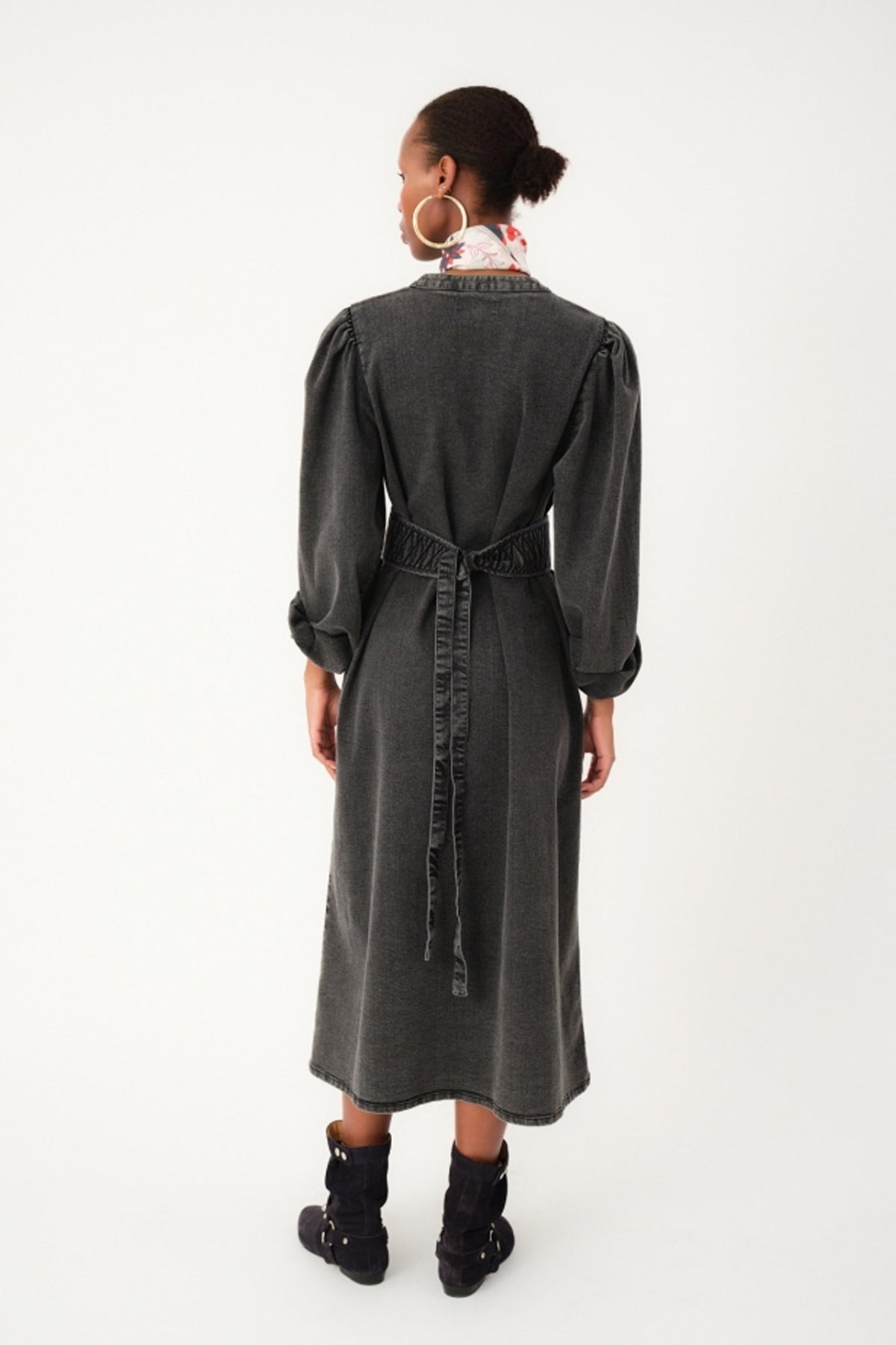ParisLL Midi Dress LS 18 Washed Black - 25454-3030