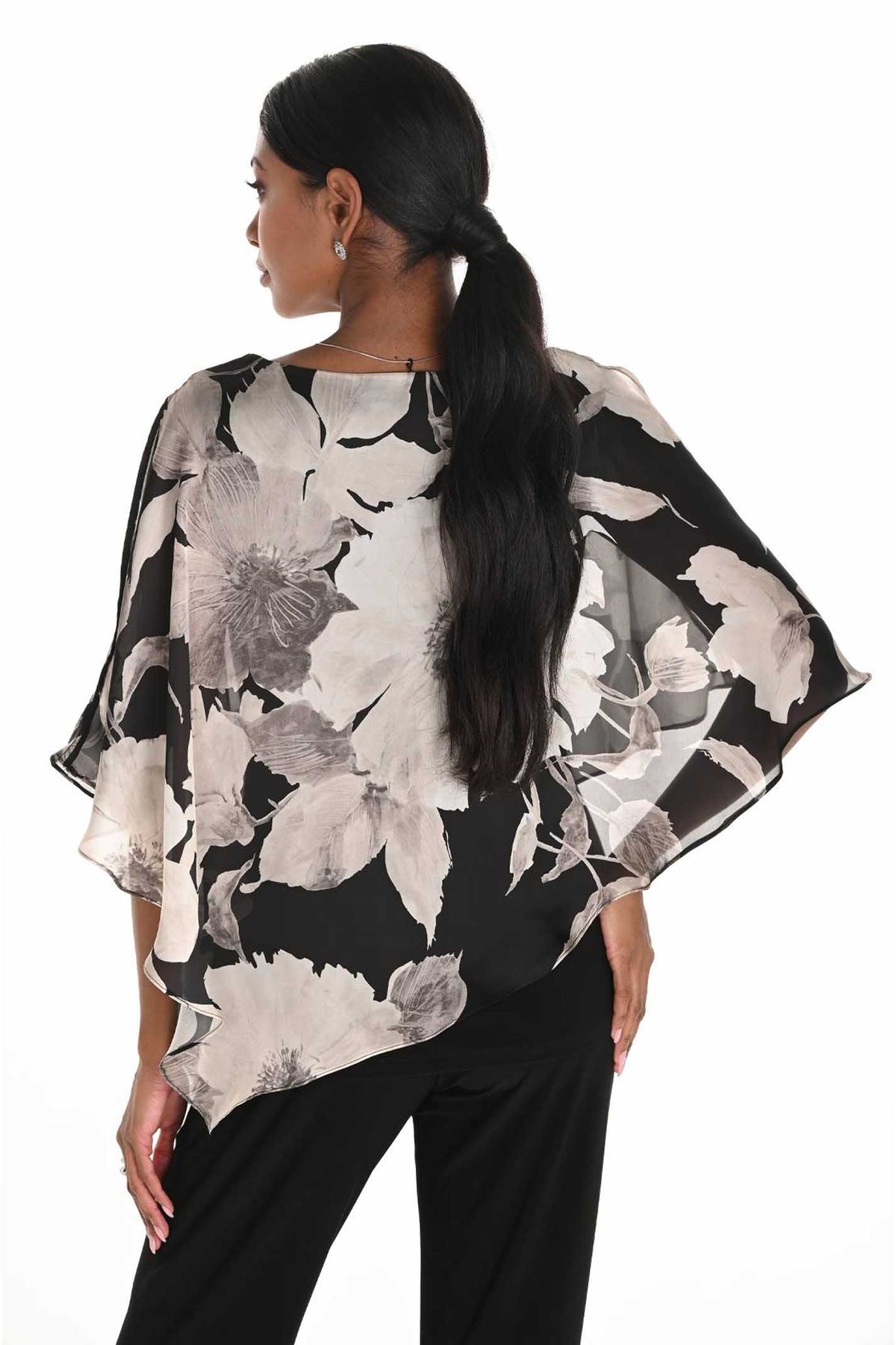 WOVEN TOP black/beige - 259343