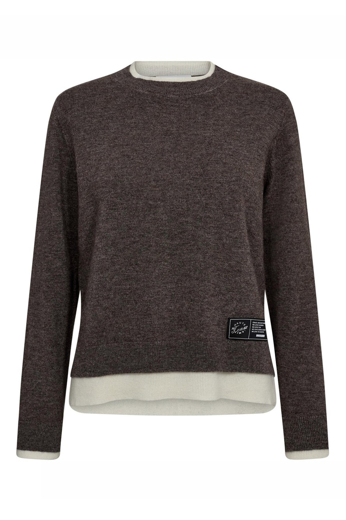 Cash Two-in-One Pullover Mocca Melange/ Off-White - HL10302