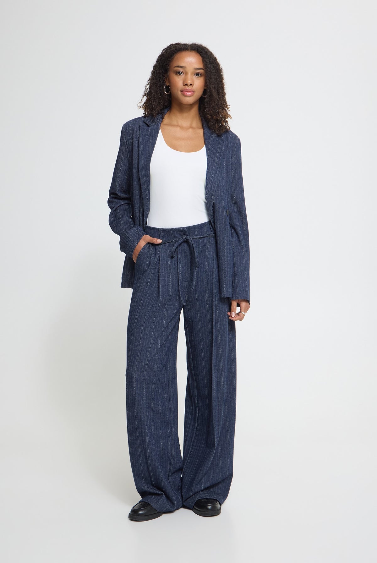 IHKATE PINELLE WIDE PA DARK BLUE JACQUARD STRIPE - 90 - 20126820