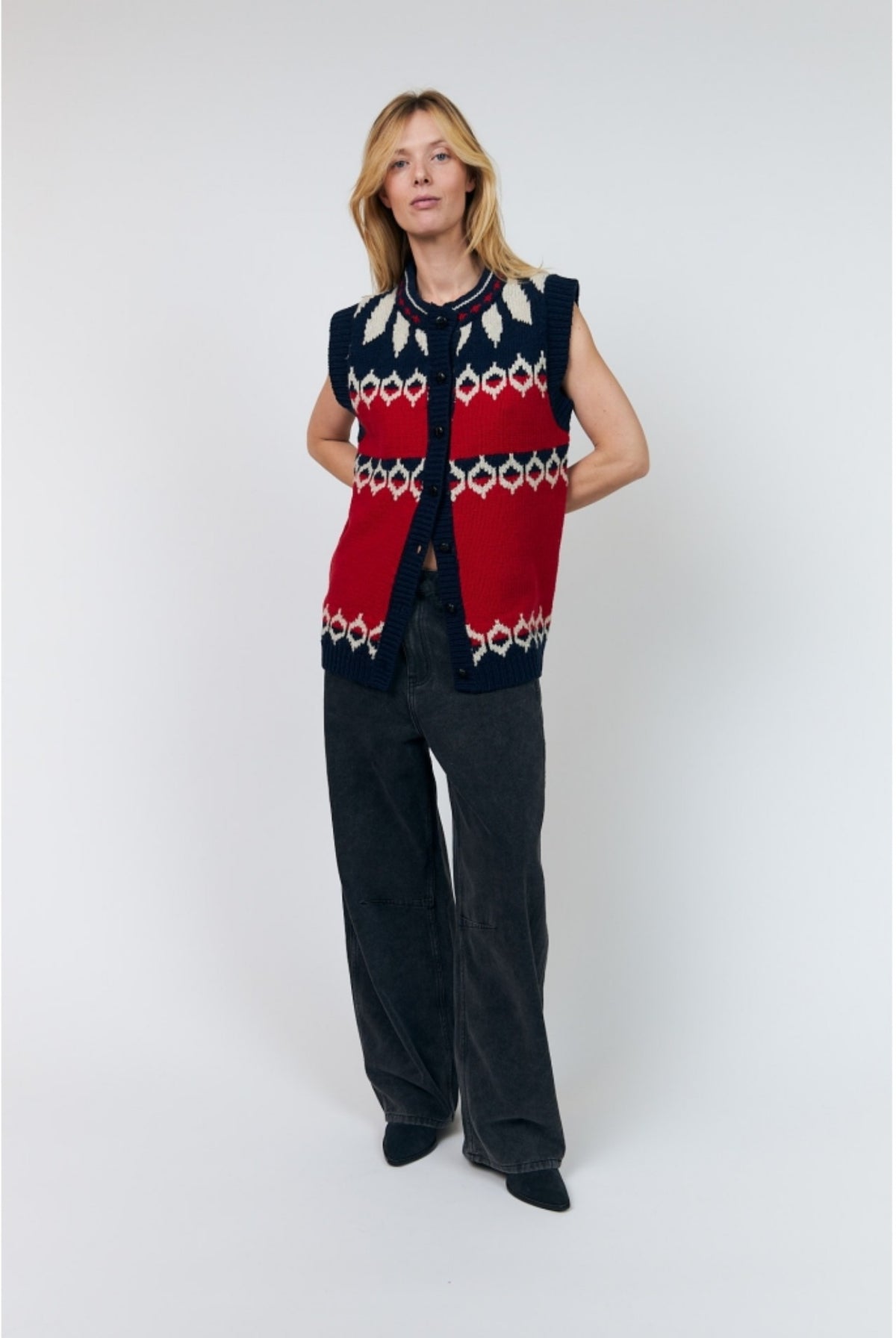 Cleoll Knit Vest Sl Red - 26407-5019