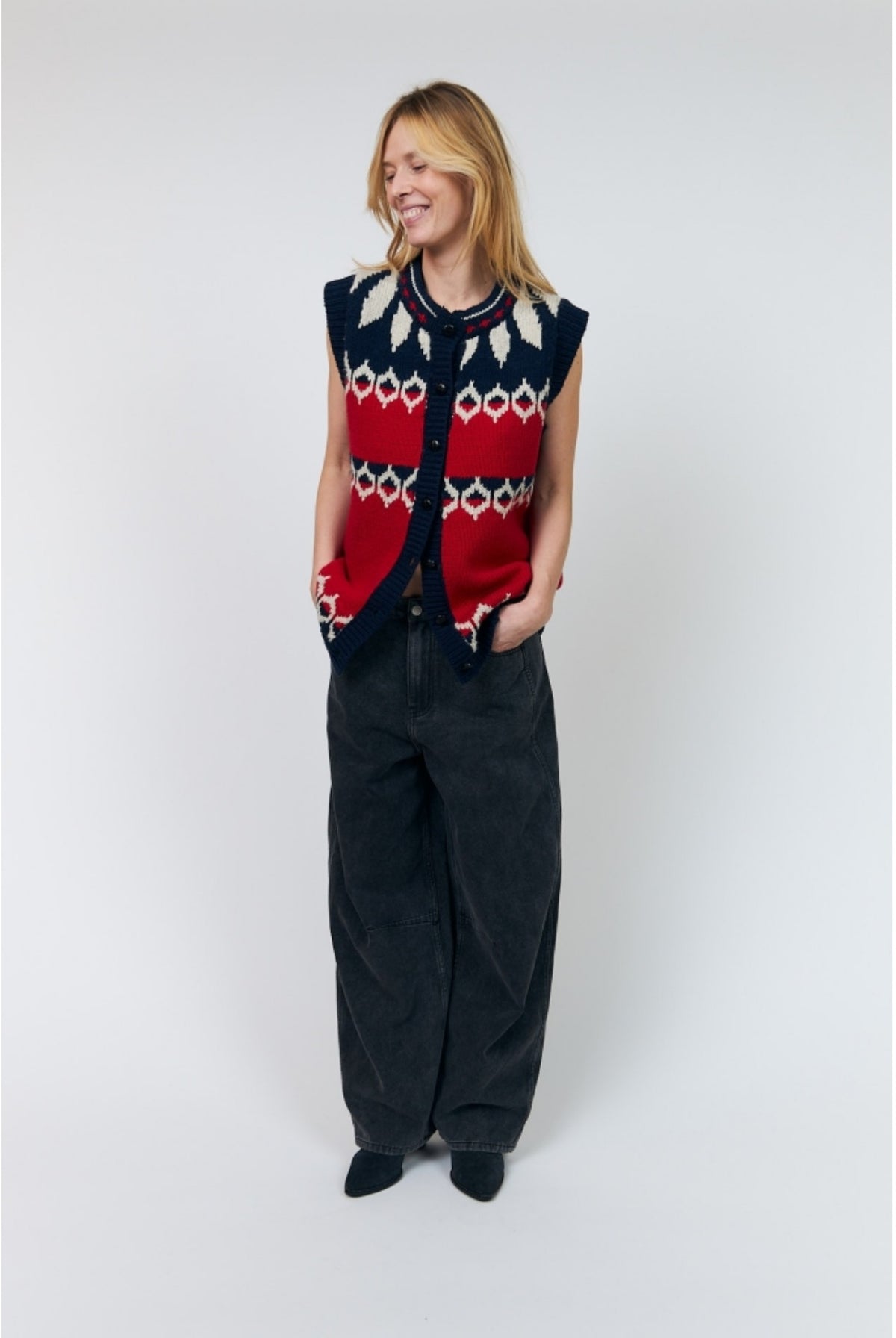 Cleoll Knit Vest Sl Red - 26407-5019