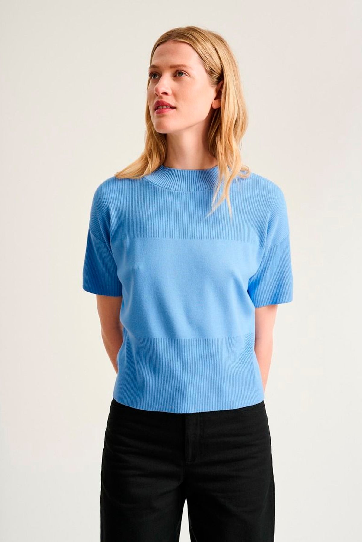 Akiko kortæ¦rmet bluse Lake Blue - 266-1086-5889