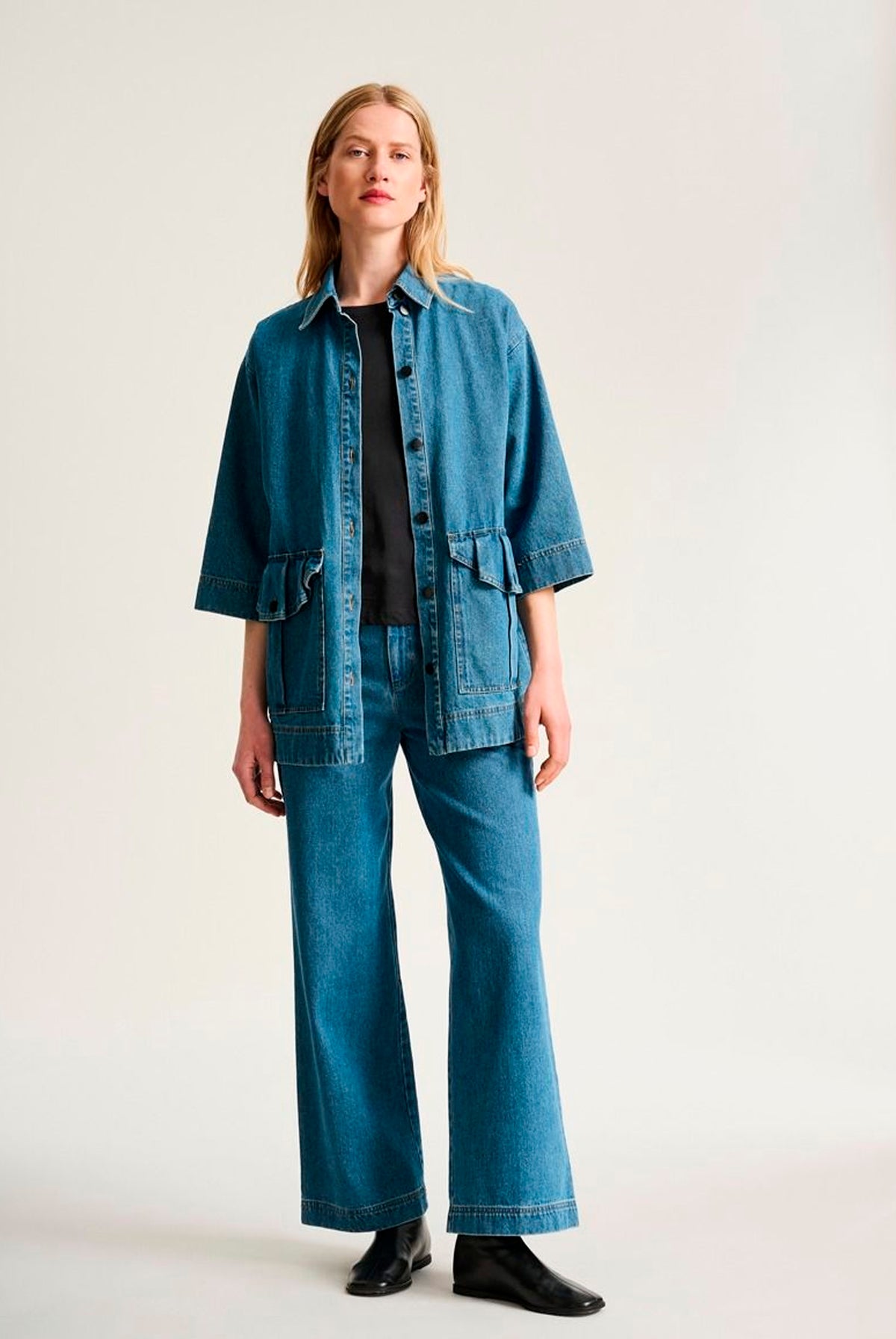 Hayato lang jakke Blue Denim - 266-2483-5837