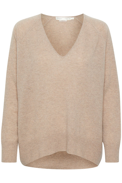 Lukka V-neck Pullover Premium BEIGE MELANGE - 30104240 Thumbnail