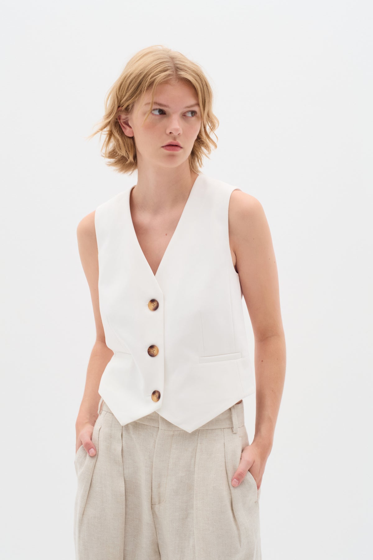 ZellaIW Waistcoat Whisper White - 110701 - 30107208