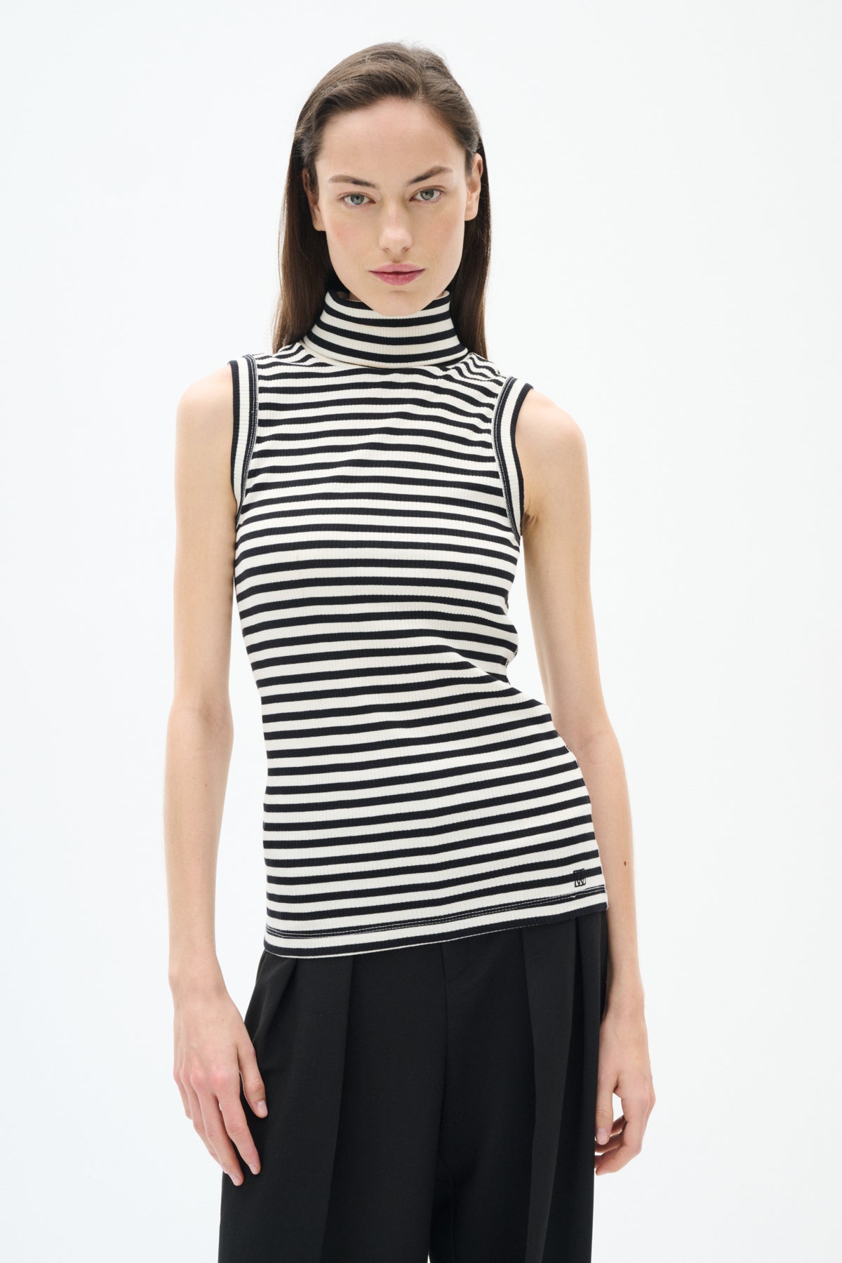 DagnaIW Striped Rollneck Top Black / Whisper White - 30107271