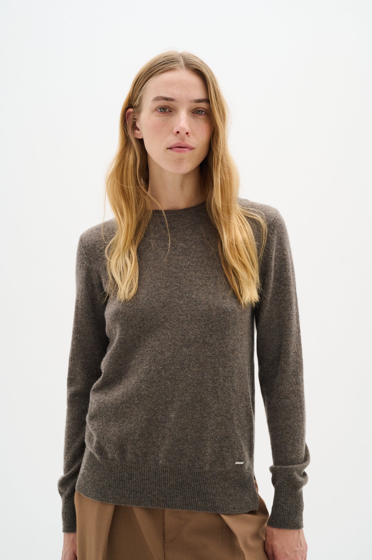 LukkaIW Crew-neck Pullover Brown Melange - 30107629