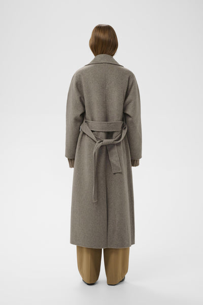 YillaIW Long Coat Sandy Grey Melange - 30110608 Thumbnail