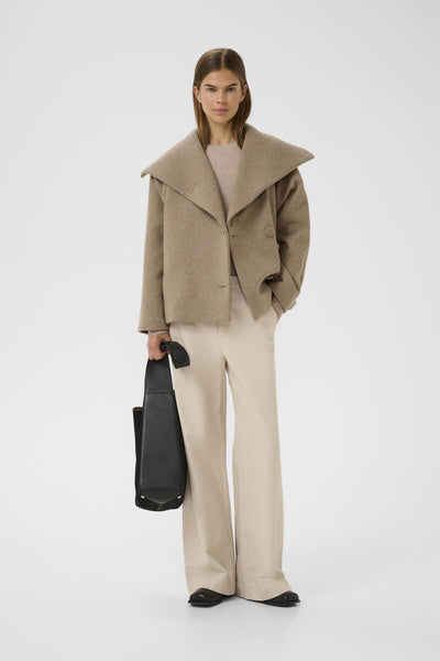 PerryIW Short Coat R Sandy Grey Melange - 30110807 Thumbnail