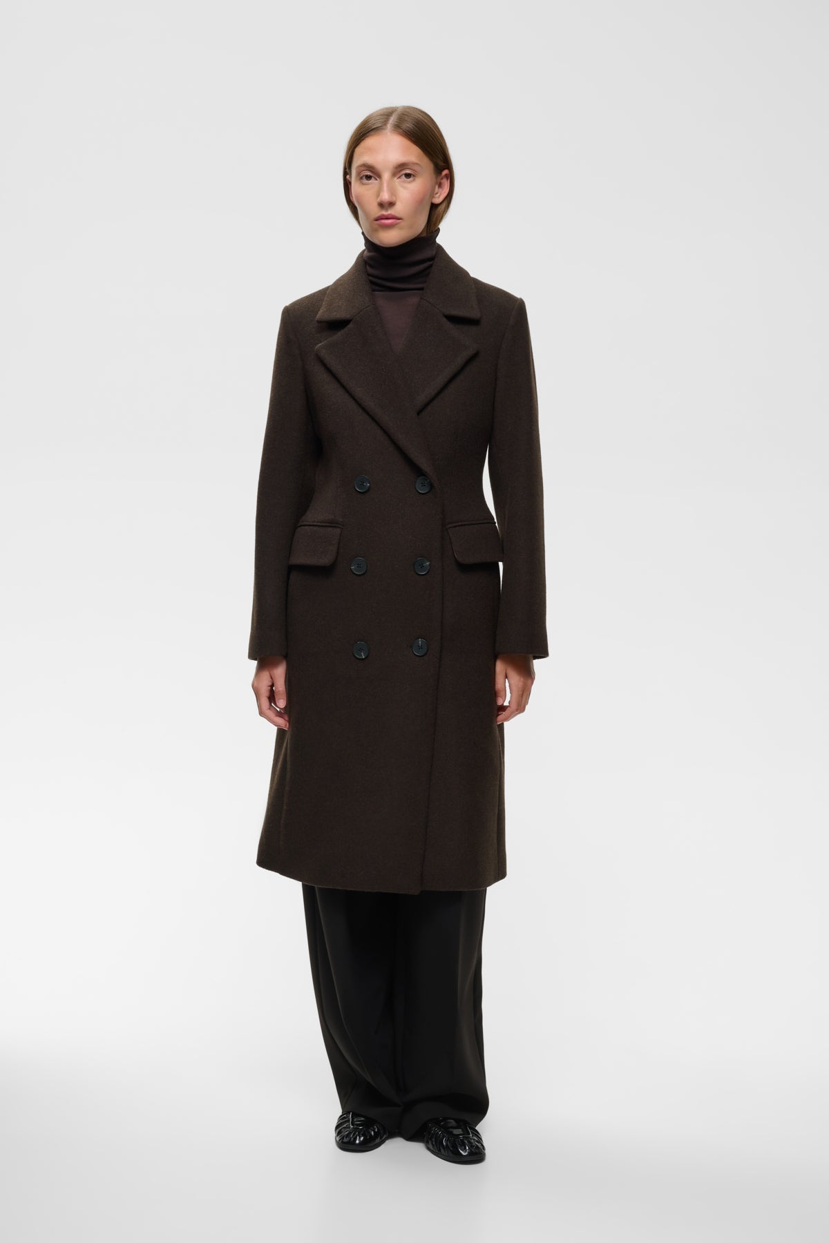 ThoraIW Lapel Coat R Chocolate Brown - 191109 - 30110808