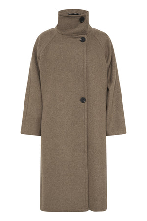 ThoraIW Collar Coat R Mocha Grey Melange - 30111083