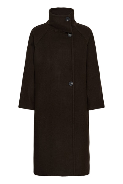 ThoraIW Collar Coat R Chocolate Brown - 191109 - 30111083 Thumbnail