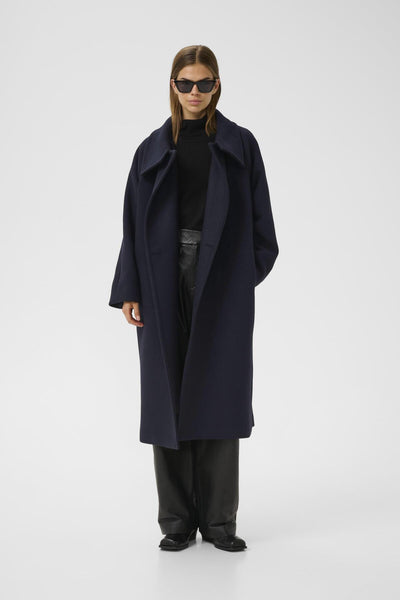 ThoraIW Collar Coat R Marine Blue - 30111083 Thumbnail