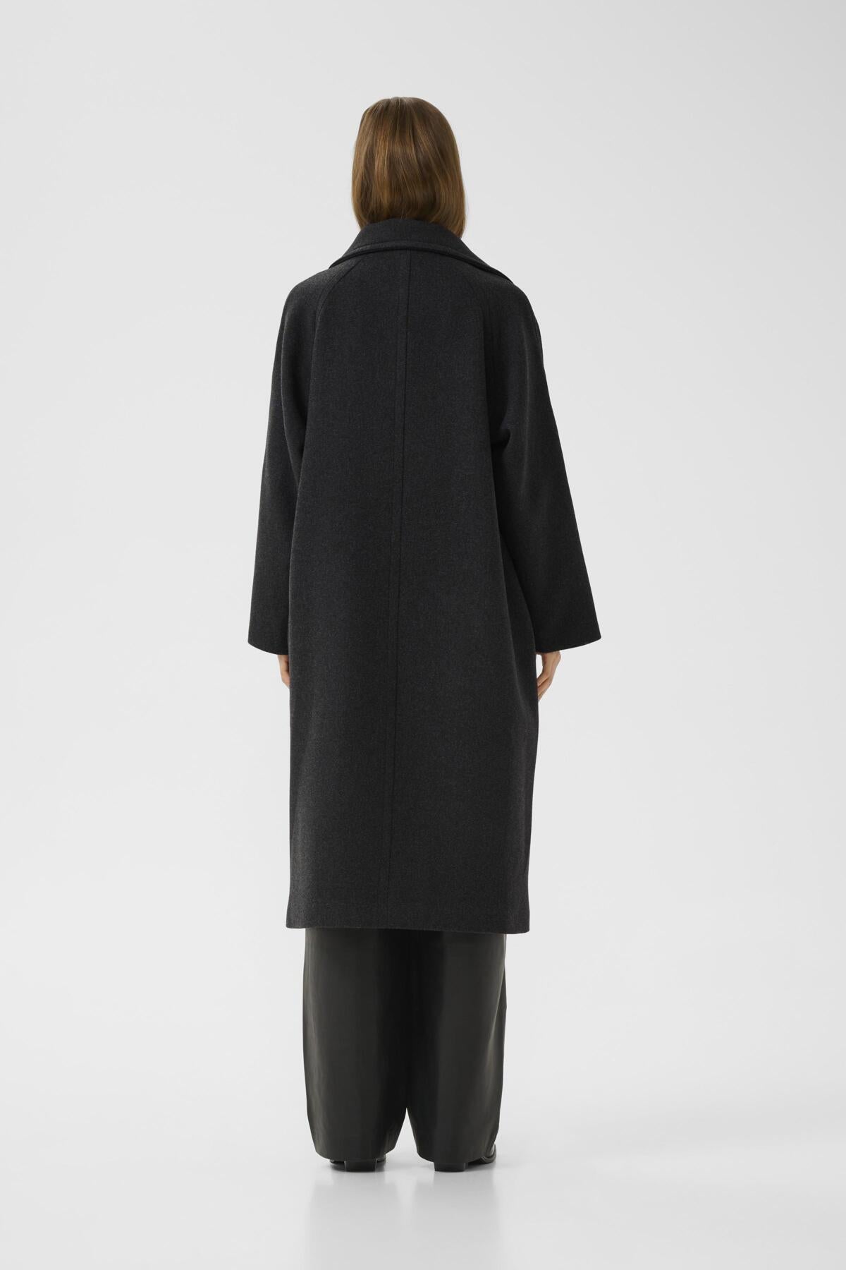ThoraIW Collar Coat R Dark grey melange - 30111083