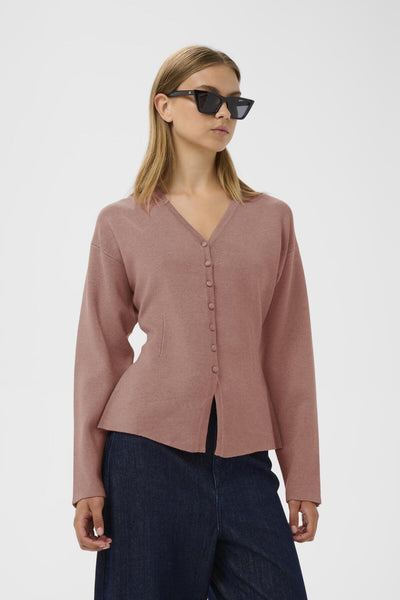 YenahIW Fitted Cardigan Ash Rose Melange - 1715141 - 30111125 Thumbnail