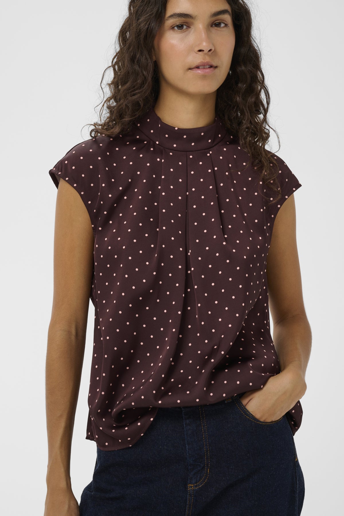 ZaniaIW Blouse Brown Bordeaux Small Dot - 305 - 30111246