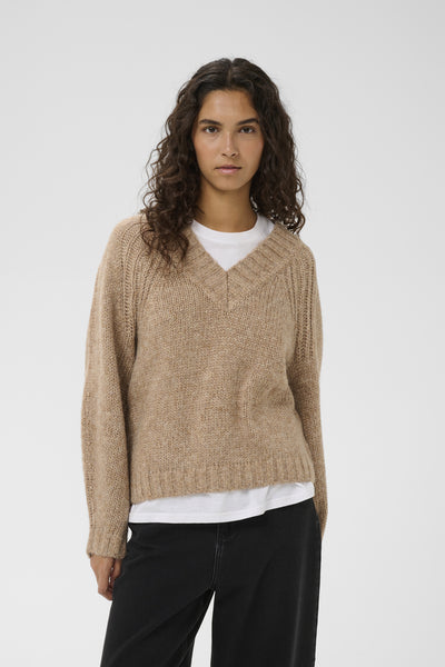 TROAIW V-NECK Sandy Grey Melange - 1813041 - 30112050 Thumbnail